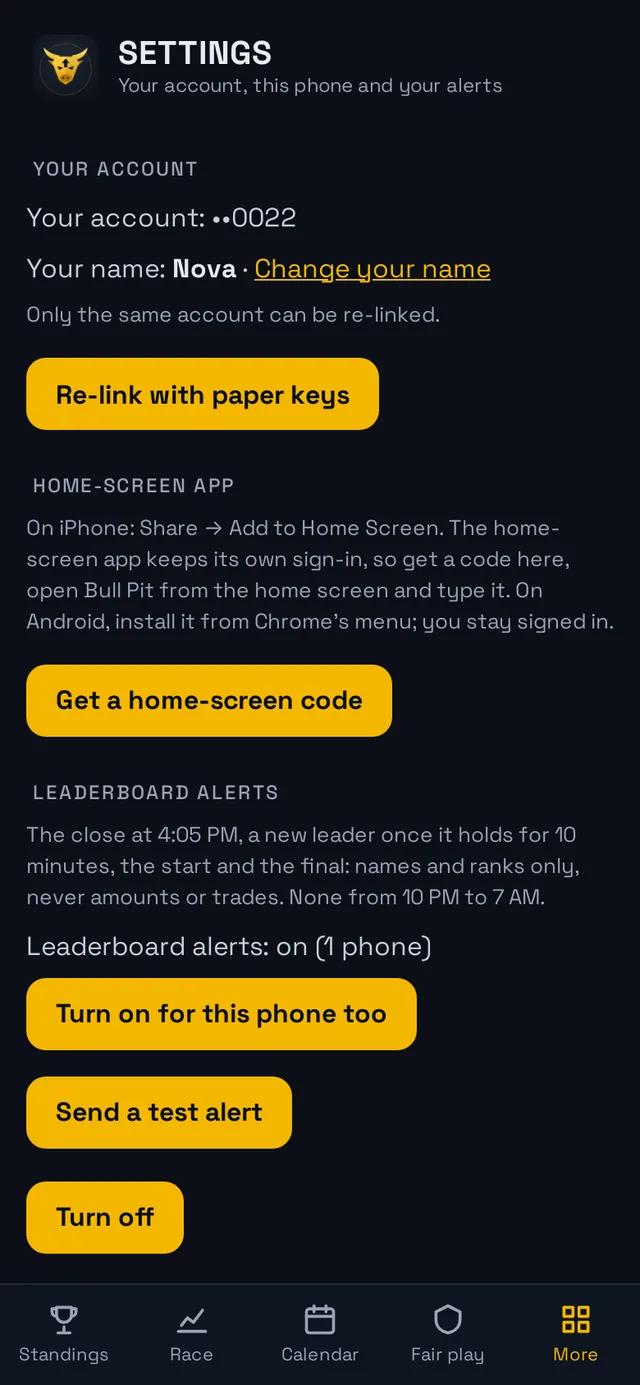 Alert settings with names and ranks only and quiet hours