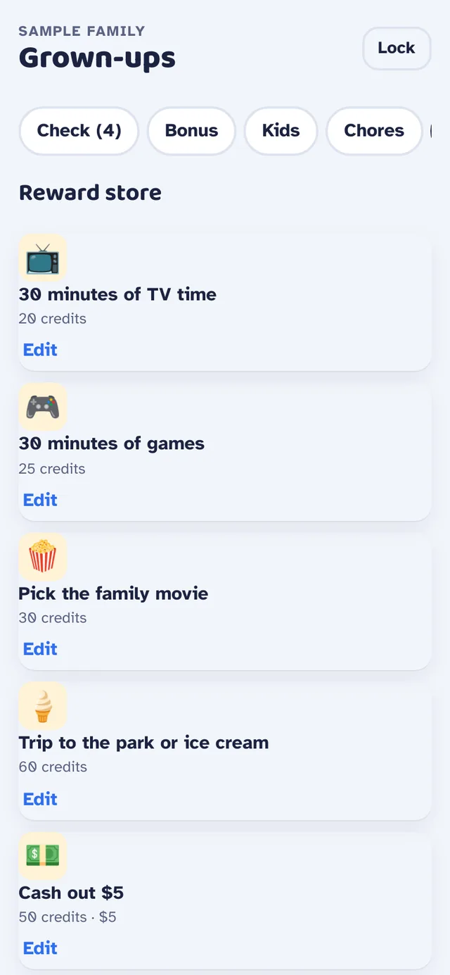 Setting up the reward store