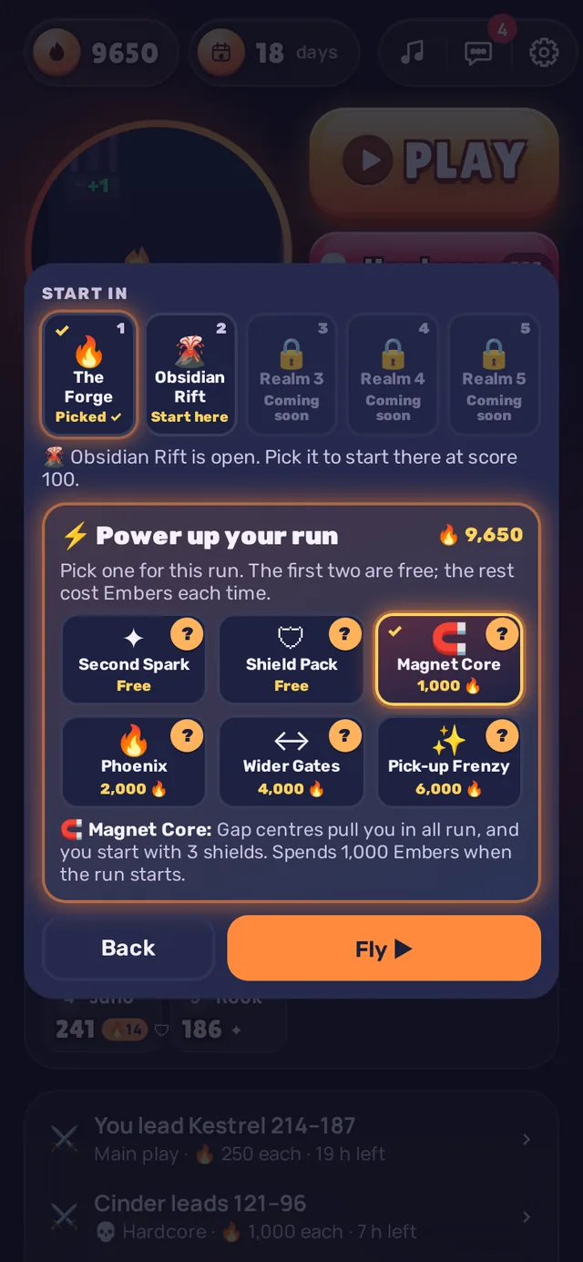 All six power-ups on the ladder
