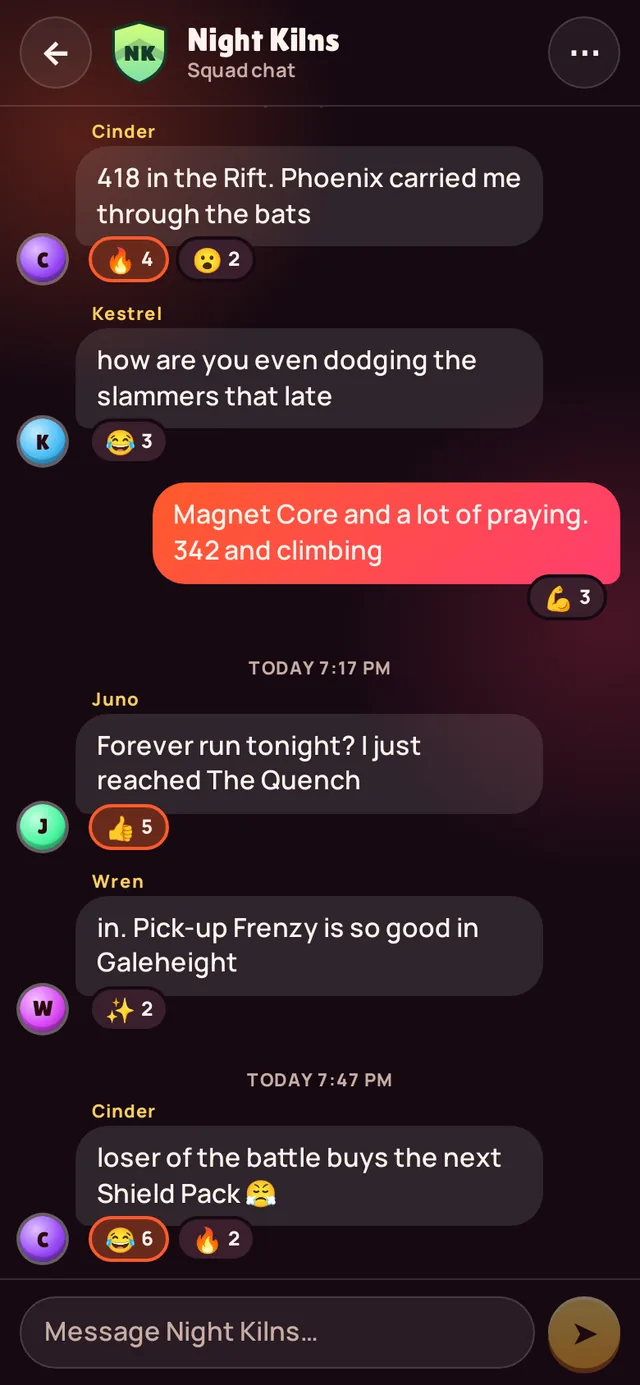 Squad chat with reactions